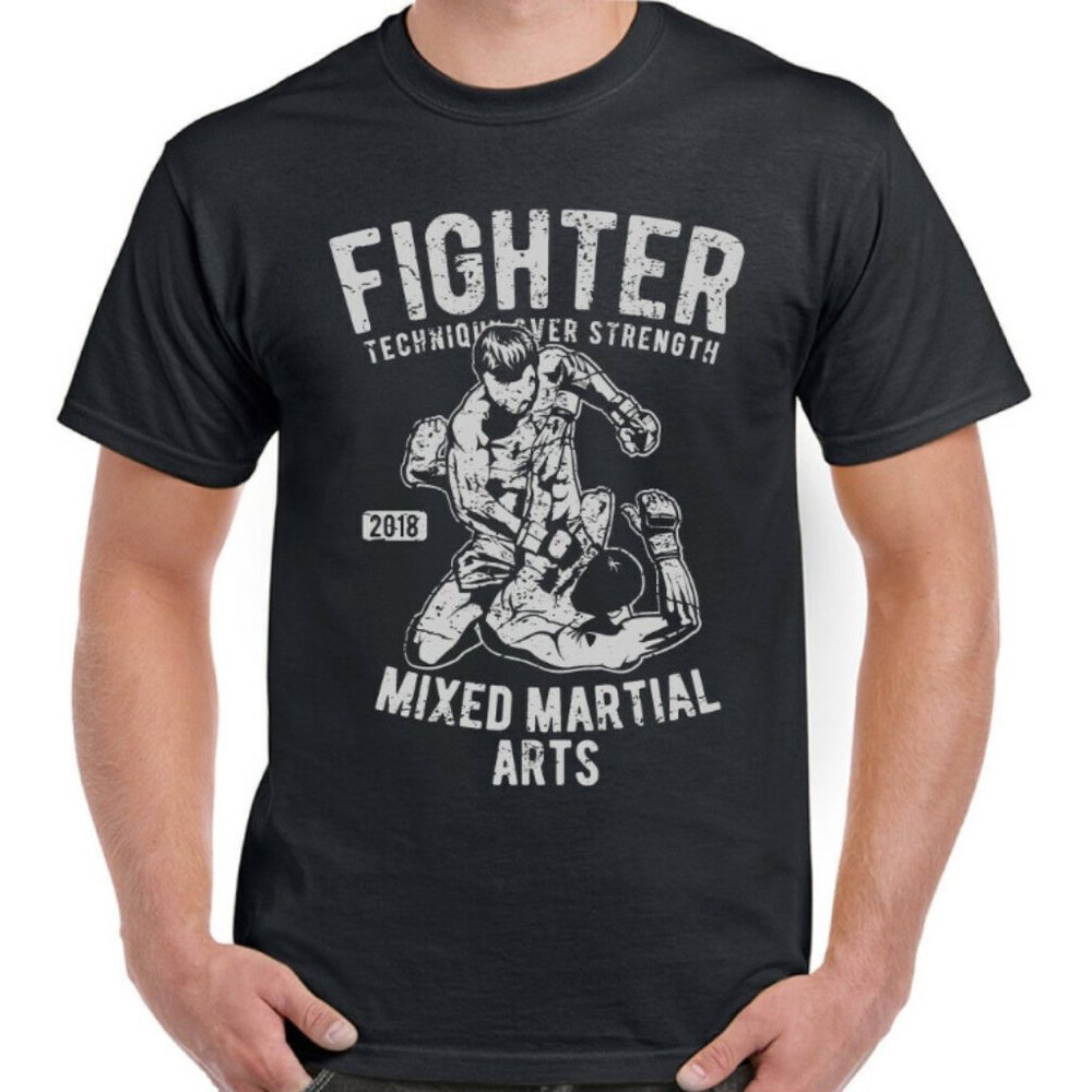 Fighter Mens Funny Mixed Martial Arts T-Shirt MMA Gym Training Top Grappling
